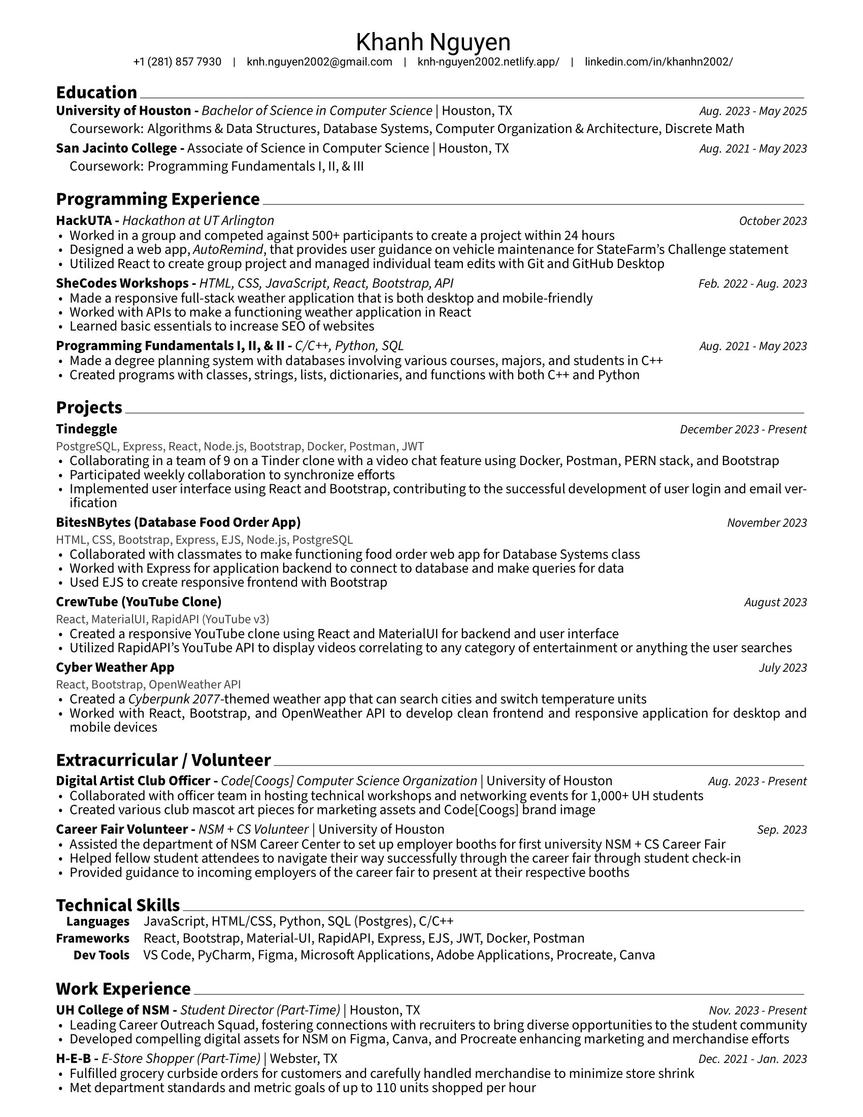 Khanh Nguyen's Resume