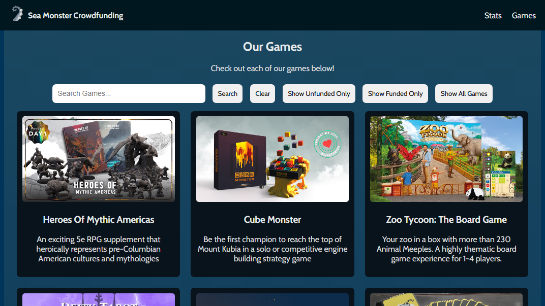 Sea Monster Crowdfunding page